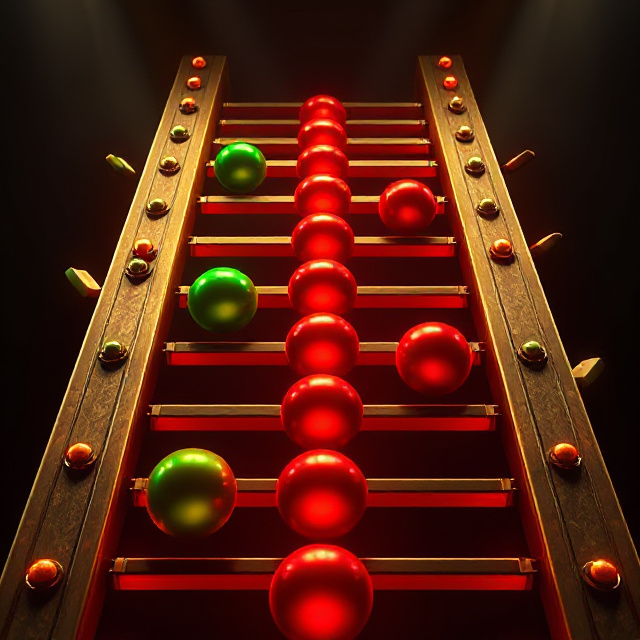 Cash or Crash ladder with green and red balls and multiplier steps