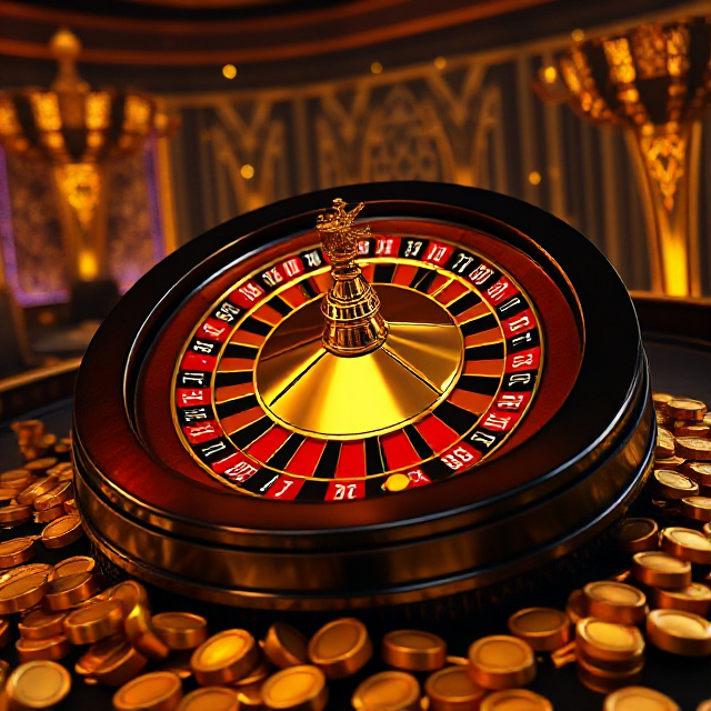Gold bar roulette wheel with golden tokens collecting on segments