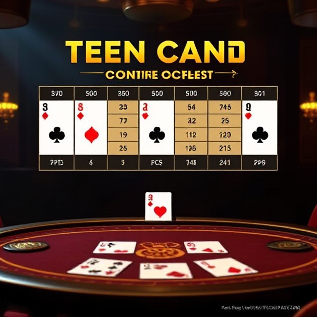Six card bonus payout chart on a Teen Patti table