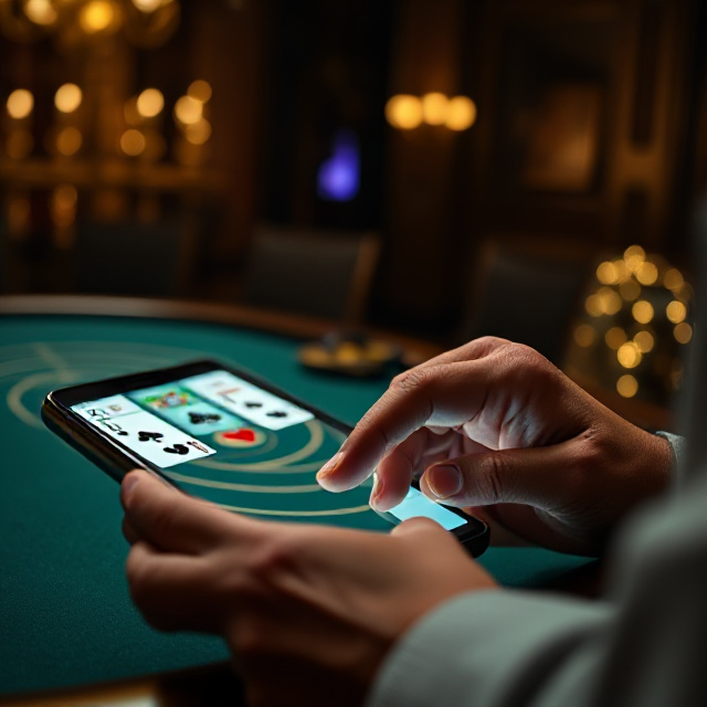 Player making a quick blackjack decision on a mobile device