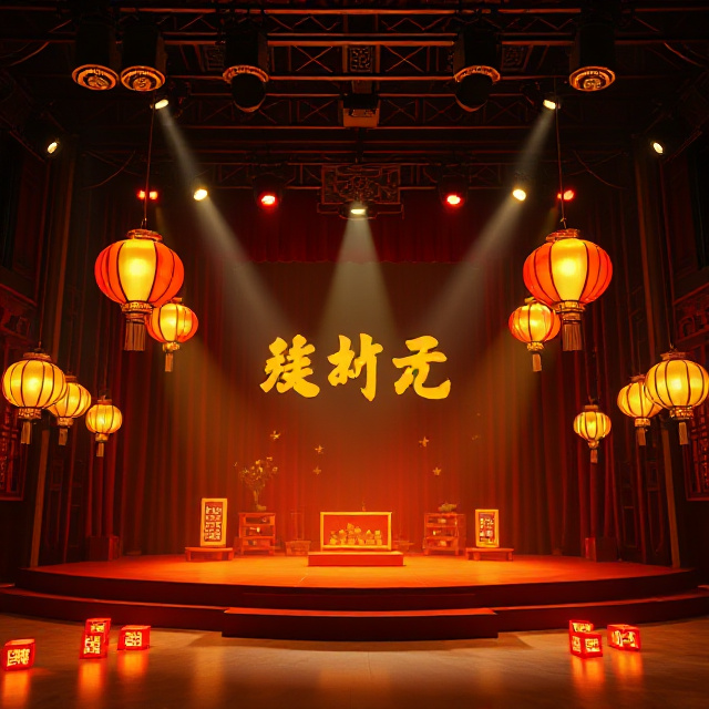 Asian-localized game show stage with lanterns and multipliers