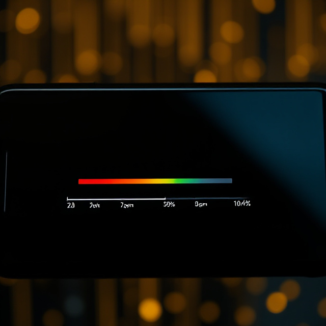 Adaptive bitrate streaming concept with quality level indicators on a mobile screen