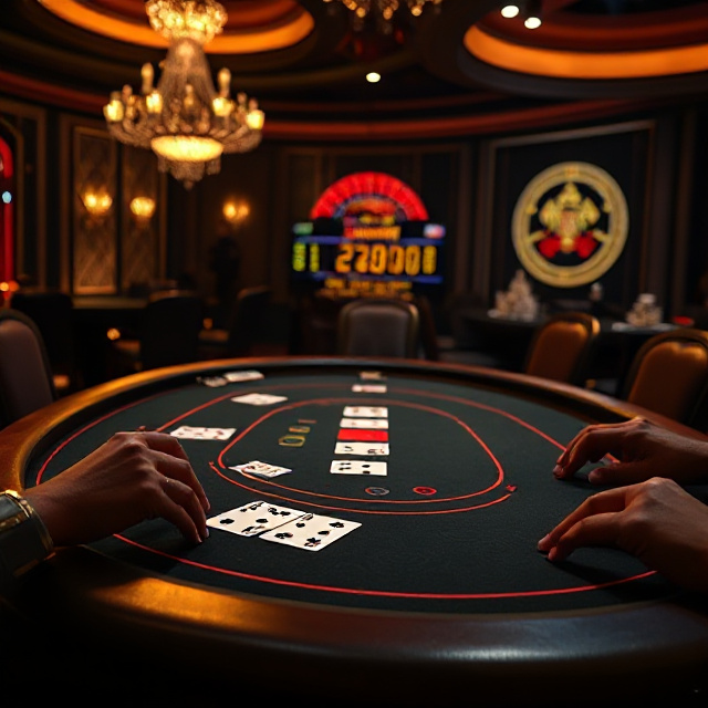 Casino Hold'em live table with cards and a jackpot meter