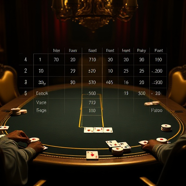 Poker hand ranking chart for a side bet game on a dark gold table