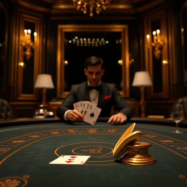 Private baccarat salon with a golden card shoe and personal dealer