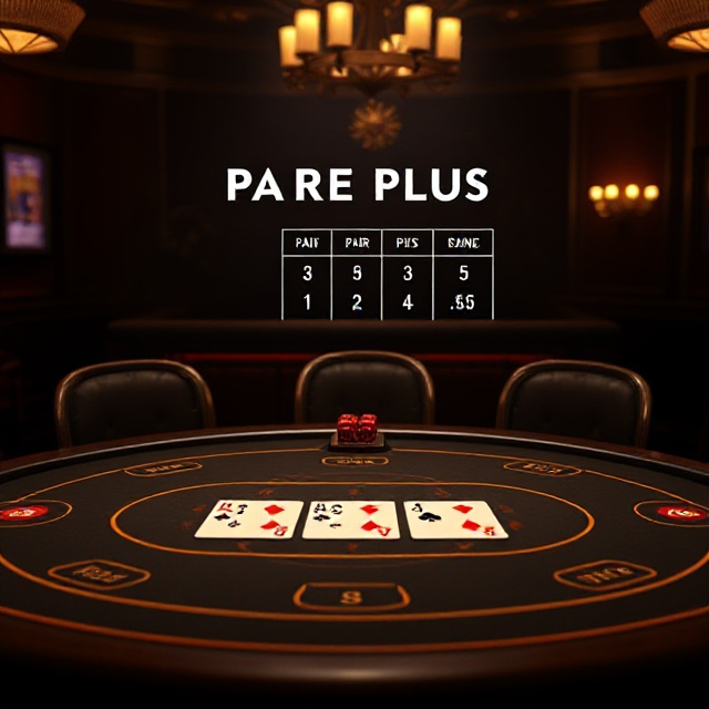 Pair Plus payout table on a Three Card Poker table
