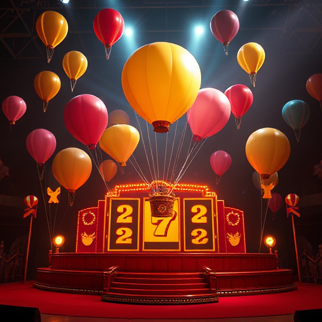 Balloon race game show phase with slot qualification symbols
