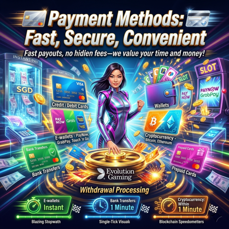Evolution Gaming instant payments in 1 minute for Singapore and Southeast Asia players