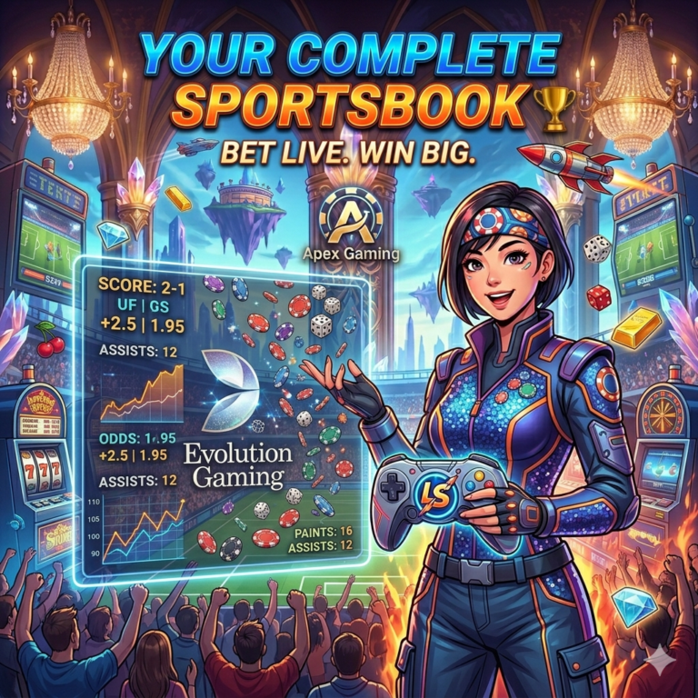 Online sportsbook and casino theme with Asian presenter for slot and sports betting players