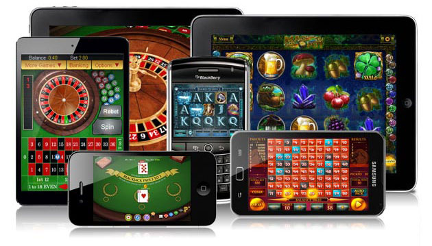 A lineup of smartphones and tablets displaying mobile casino interfaces—roulette, blackjack, slots and number-grid games—illustrating a thumb-friendly, responsive Mobile App: Casino in Your Pocket built for Evolution Gaming content, fast deposits, and cross-platform play.